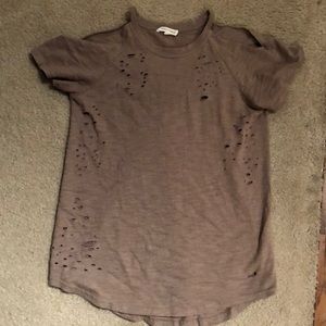 Honey Punch distressed cold shoulder shirt